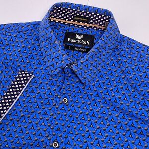 Buttercloth Men's Large Blue Propeller Robert Herjavec Regular Fit Short Sleeve